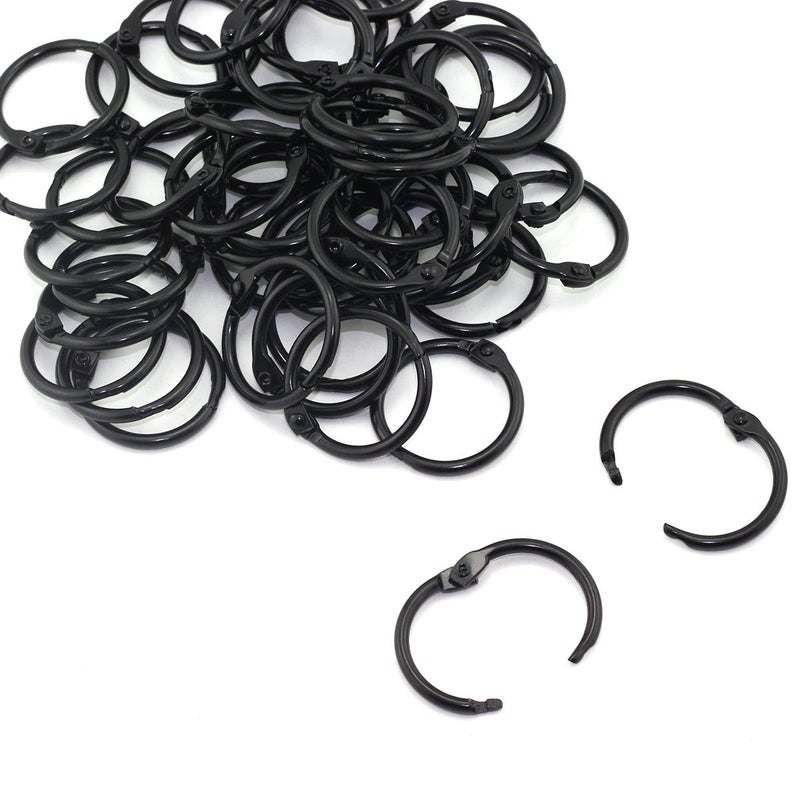Lind Kitchen 50pcs 1" Black Book Ring Metal Loose Leaf Book Binder Hinged Buckle Rings Scrapbook Sketchbook Craft Photo Album DIY Binding Ring 25.4mm - Image 1